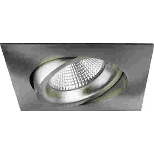 JUNISTAR LUX 8W 2700K IP44 BRUSHED STEEL SQUARE LED DOWNLIGHT