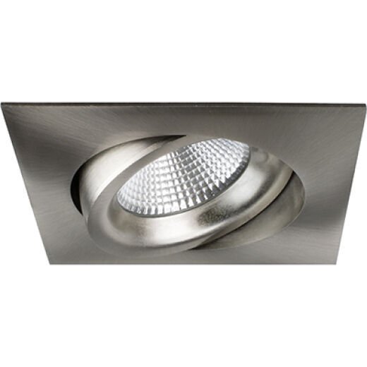 JUNISTAR LUX 8W 2700K IP44 BRUSHED STEEL SQUARE LED DOWNLIGHT