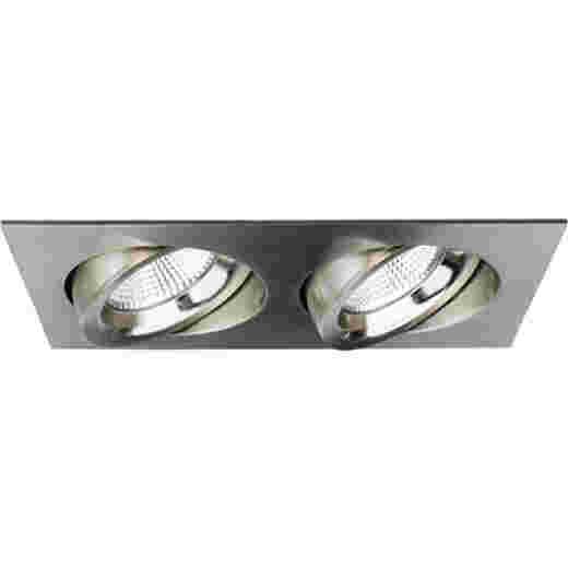 JUNISTAR LUX 16W 2700K IP44 BRUSHED STEEL TWIN LED DOWNLIGHT