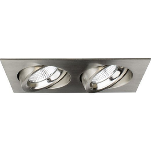 JUNISTAR LUX 16W 2700K IP44 BRUSHED STEEL TWIN LED DOWNLIGHT