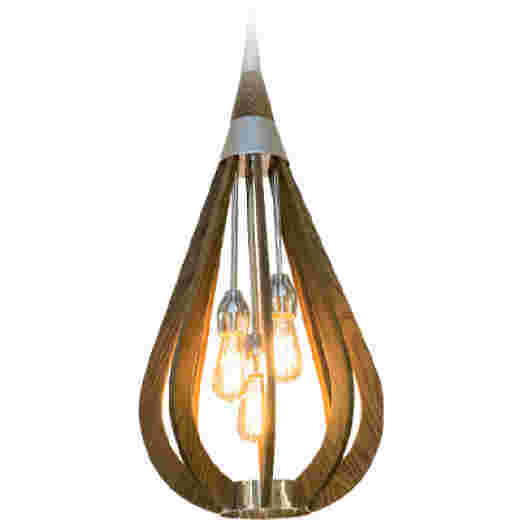 CAMDEN SOLID WOOD/CHROME 36CM 3 LIGHT PENDANT