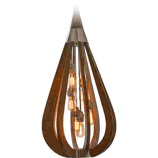 CAMDEN SOLID WOOD/CHROME 50CM 6 LIGHT PENDANT