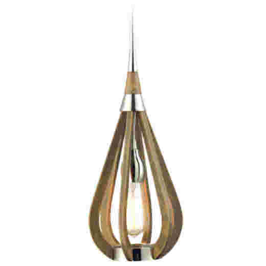 CAMDEN SOLID WOOD/CHROME 18CM 1 LIGHT PENDANT