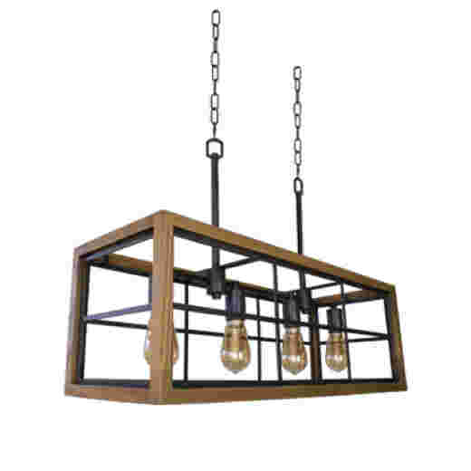 RICHMOND OIL-RUBBED BRONZE/WOOD 85CM 4 LIGHT PENDANT
