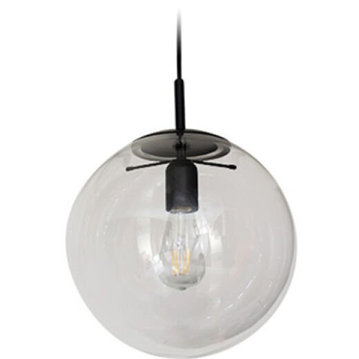 NEWTON BLACK/CLEAR GLASS 25CM PENDANT