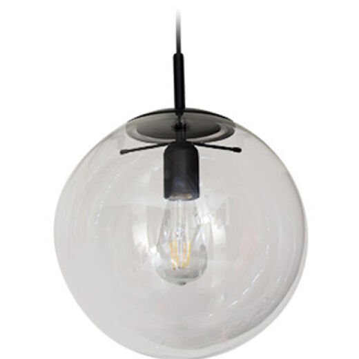 NEWTON BLACK/CLEAR GLASS 30CM PENDANT