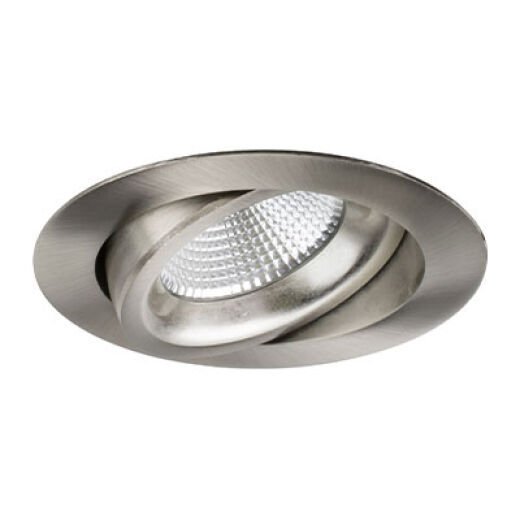 JUNISTAR LUX 8W 2700K IP44 BRUSHED STEEL ROUND LED DOWNLIGHT