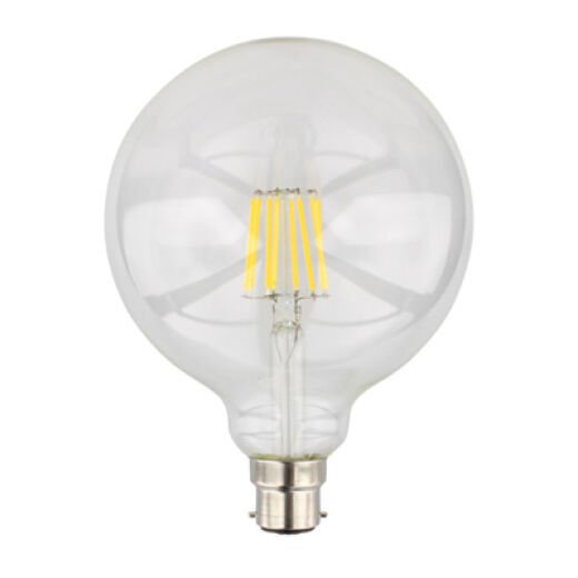 LED G125 8W B22 WARM WHITE CLEAR DIMMABLE LAMP