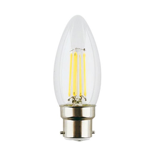 LED C35 4W B22 COOL WHITE CLEAR DIMMABLE CANDLE LAMP
