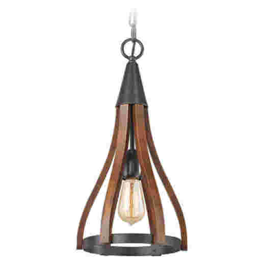 SHERWOOD BLACK/TIMBER 23CM 1 LIGHT PENDANT