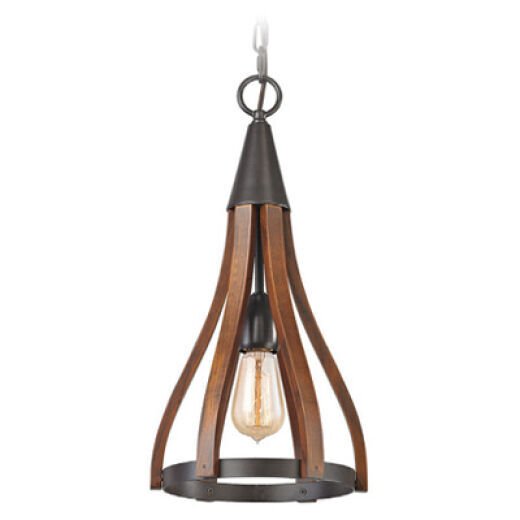 SHERWOOD BLACK/TIMBER 23CM 1 LIGHT PENDANT